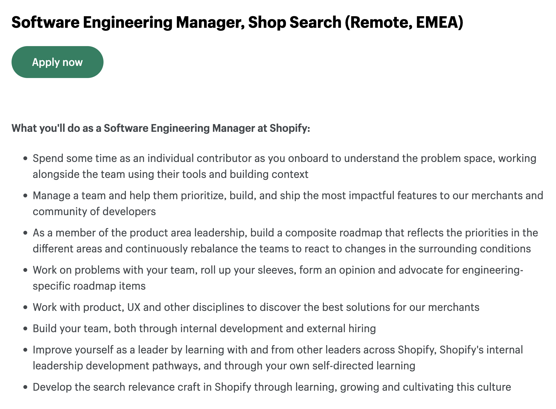 shopify's engineering job opening screenshot