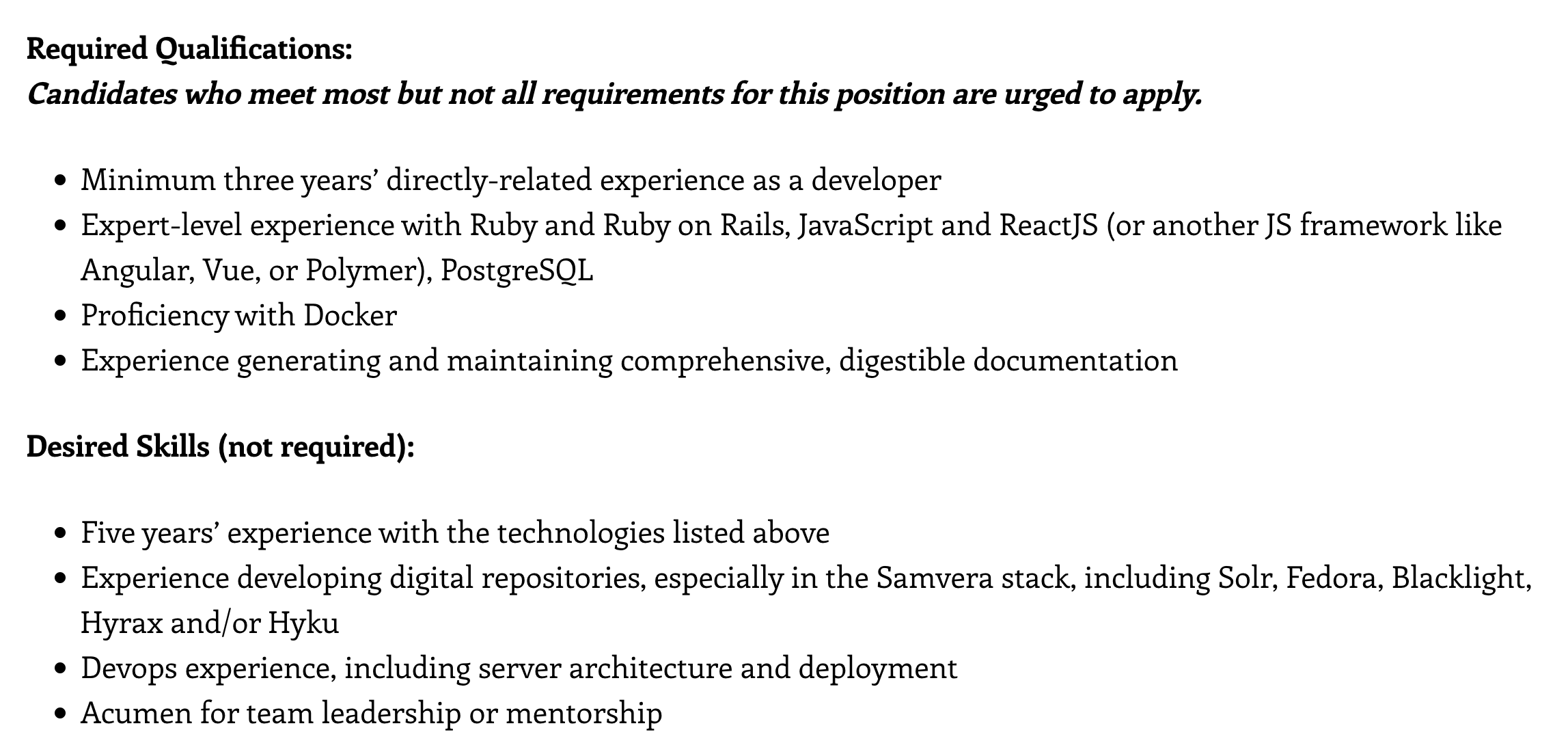 Engineer job requirements