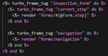 code snippet to show frame organization