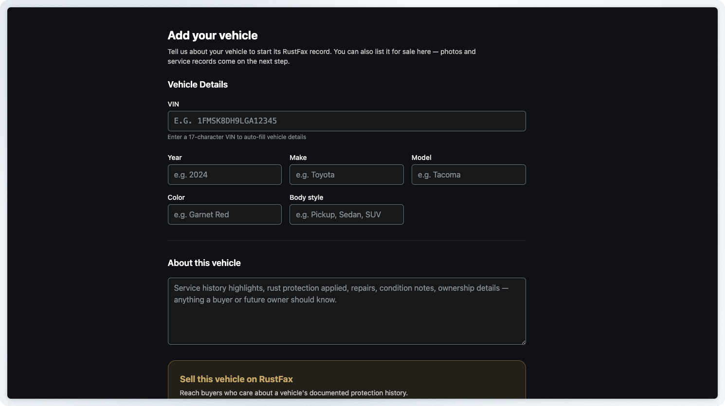 Old add-vehicle form