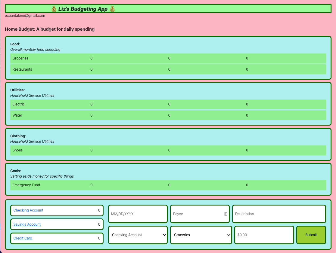 budgeting app full-stack development